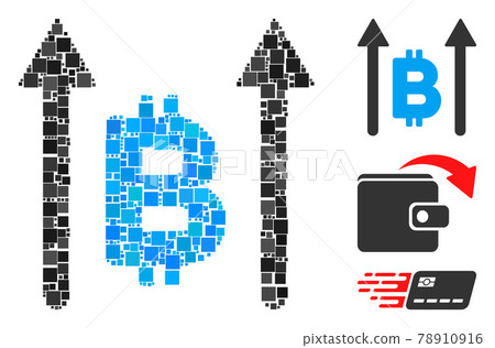 Square Bitcoin Send Arrows Icon Vector Mosaic Square Bitcoin Send Arrows Icon Vector Mosaic 78910916