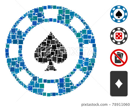 Square Spades Casino Chip Icon Vector Mosaic Square Spades Casino Chip Icon Vector Mosaic 78911060