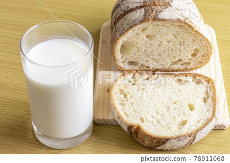 French bread and milk. Breakfast image French bread and milk. Breakfast image 78911068
