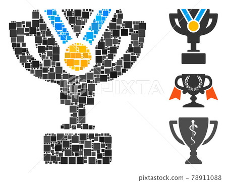 Square Award Cup Icon Vector Collage Square Award Cup Icon Vector Collage 78911088