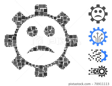 Square Service Gear Sad Smiley Icon Vector Mosaic Square Service Gear Sad Smiley Icon Vector Mosaic 78911113