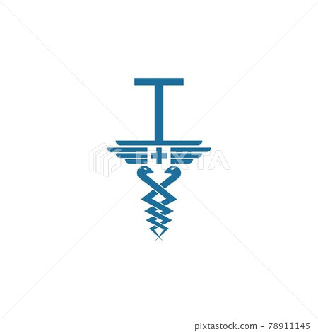 Letter T with caduceus icon logo design vector Letter T with caduceus icon logo design vector 78911145