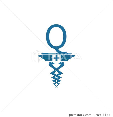 Letter Q with caduceus icon logo design vector 78911147