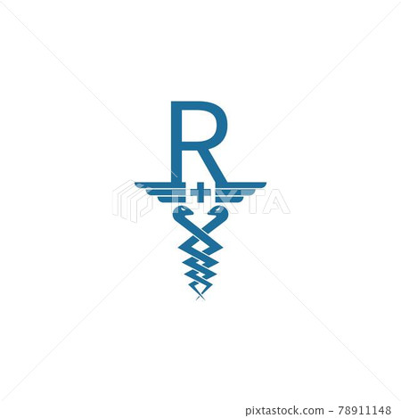 Letter R with caduceus icon logo design vector 78911148