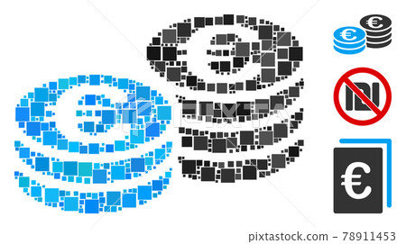 Square Euro Coin Stacks Icon Vector Collage 78911453