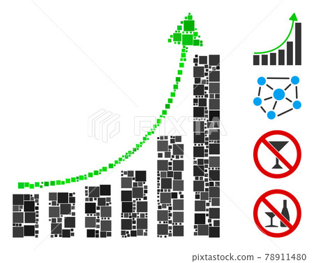 Square Hyip Bar Chart Icon Vector Collage 78911480