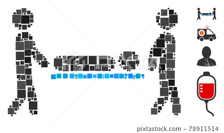 Square Patient Transportation Icon Vector Collage 78911514