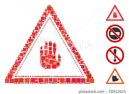 Square Stop Hand Triangle Icon Vector Collage Square Stop Hand Triangle Icon Vector Collage 78912025