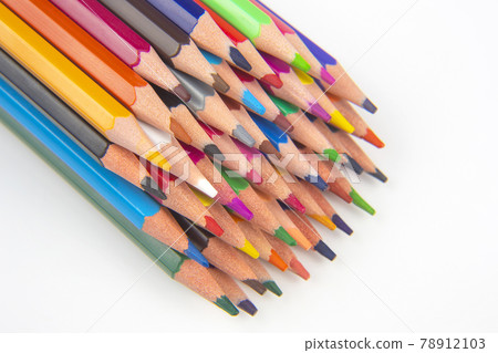Colored pencils for drawing on a white background. Education and creativity. Leisure and art Colored pencils for drawing on a white background. Education and creativity. Leisure and art 78912103