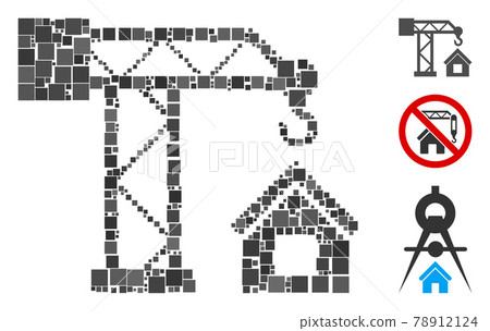 Square Build House Icon Vector Collage - Stock Illustration [78912124 ...