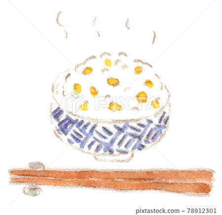 Early summer / rainy season / summer taste: watercolor illustration of corn rice Early summer / rainy season / summer taste: watercolor illustration of corn rice 78912301