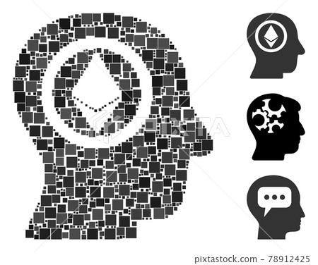 Square Ethereum Mind Head Icon Vector Mosaic - Stock Illustration ...