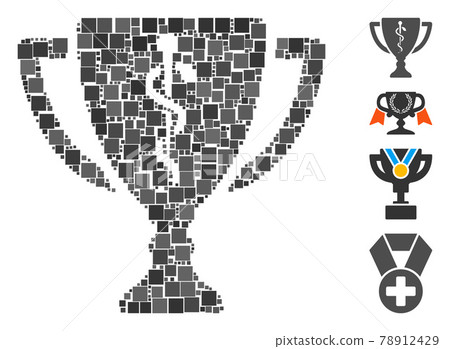 Square Medical Award Cup Icon Vector Collage 78912429