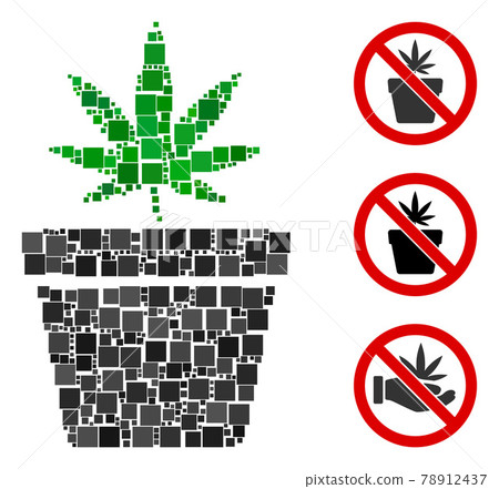Square Cannabis Pot Icon Vector Mosaic 78912437