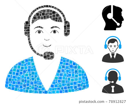 Square Call Center Operator Icon Vector Collage 78912827