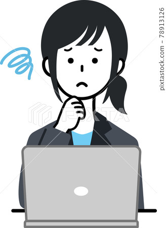 PC troubled pose business suit woman 78913126