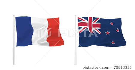 法國和新西蘭的旗幟 78913335
