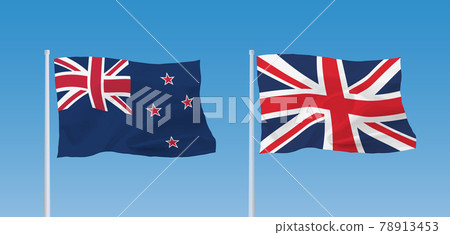 英國和新西蘭國旗 78913453