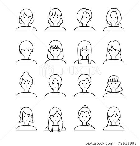 女性插圖圖標集(僅限行) 女性插圖圖標集(僅限行) 78913995