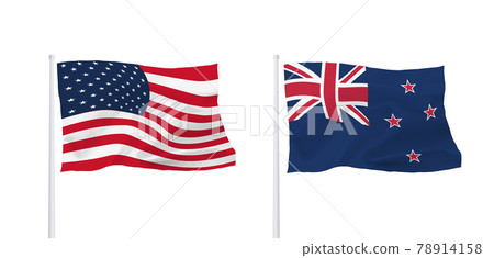 美國和新西蘭的旗幟 78914158