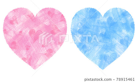 Pink and blue happy heart set pastel style 78915461