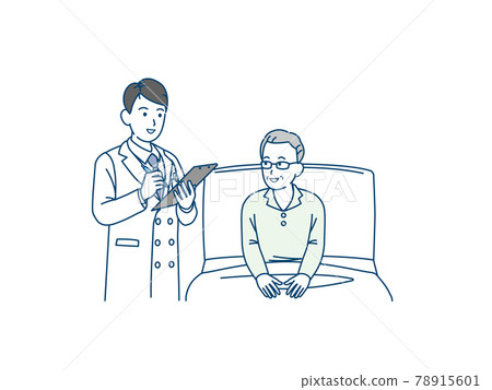 Elderly men and doctors who are hospitalized Senior elderly patients Description Illustration material 78915601