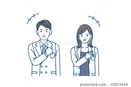 醫生，女醫生，穿白大褂的男女，信用，安心，姿勢圖素材 78915630