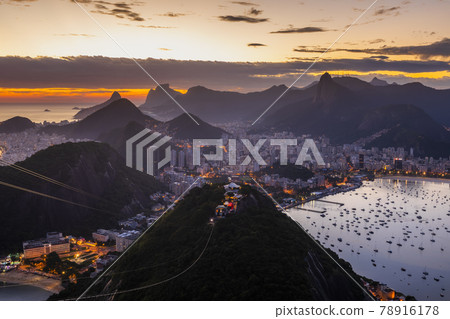Beautiful panorama of Rio de Janeiro at twilight, Brazil. Sugarloaf Mountain 78916178