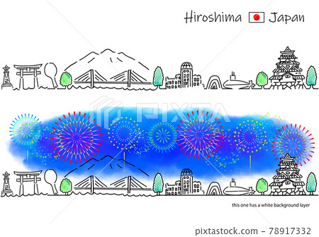 廣島市容和煙花簡筆劃集 78917332