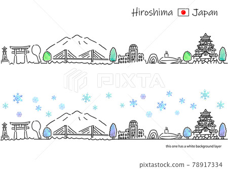 冬季廣島城市景觀的簡單線條畫集 冬季廣島城市景觀的簡單線條畫集 78917334