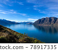Beautiful landscape of mountain, lake and blue sky in Wanaka, south island, New Zealand. 78917335