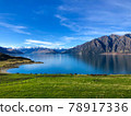 Beautiful landscape of mountain, lake and blue sky in Wanaka, south island, New Zealand. 78917336
