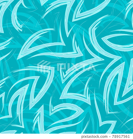 Vector seamless pattern of turquoise zigzags and corners. Vector seamless geometric pattern of abstract shapes from stripes and lines. Bright turquoise background marine motif for decoration of Vector seamless pattern of turquoise zigzags and corners. Vector seamless geometric pattern of abstract shapes from stripes and lines. Bright turquoise background marine motif for decoration of 78917561