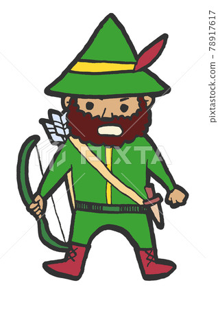 Illustration of a hunter who seems to appear in a fairy tale 78917617