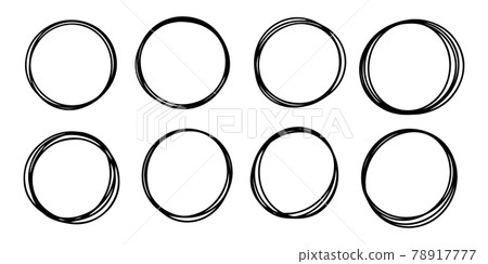 set of hand drawn vector doodle circle line sketch isolated on white background. set of hand drawn vector doodle circle line sketch isolated on white background. 78917777