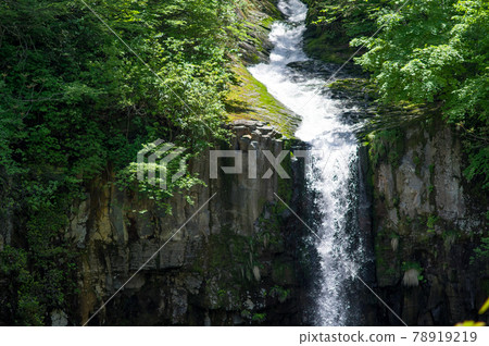 Dazzling green Sori no Taki mountain stream Akita Prefecture 78919219