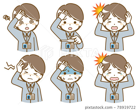 Office casual young man with headache Office casual young man with headache 78919722