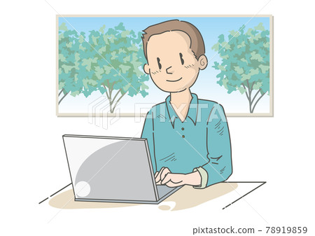 Worcation image-A man who works in telework 78919859