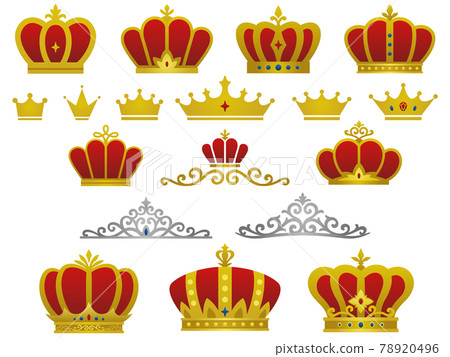 Red crown icon set 78920496