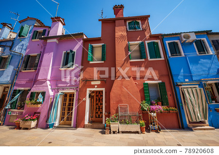 Beautiful Multi Colored Houses in Burano Island - Venice Lagoon Veneto Italy Beautiful Multi Colored Houses in Burano Island - Venice Lagoon Veneto Italy 78920608
