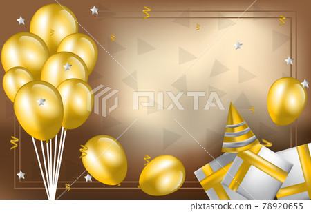 Happy Birthday Card Invitation Celebration Golden Balloon Background 78920655