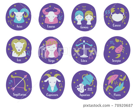 Fashionable 12 constellation set with flat design 78920687