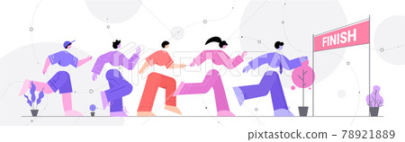 confident businesspeople running to finish line business competition leadership concept horizontal 78921889