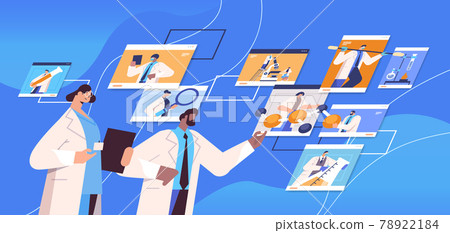 mix race researchers discussing during video call scientists making chemical experiments molecular engineering mix race researchers discussing during video call scientists making chemical experiments molecular engineering 78922184