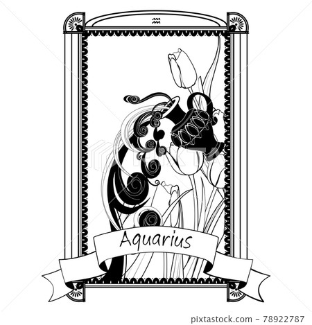 花和水瓶座的插圖 78922787