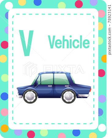 Alphabet flashcard with letter V for Vehicle 78923141
