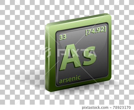 Arsenic chemical element. Chemical symbol with atomic number and atomic mass. 78923170
