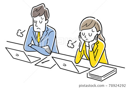 Vector Illustration Material: Men and Women Unmotivated to Work Vector Illustration Material: Men and Women Unmotivated to Work 78924292