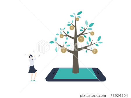 Illustration material of smartphone side business / profit story 78924304