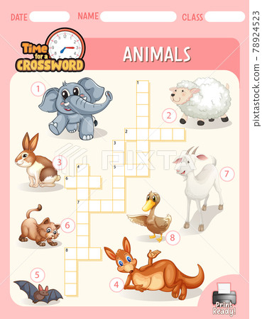 Crossword puzzle game template about animals - Stock Illustration  [78924523] - PIXTA